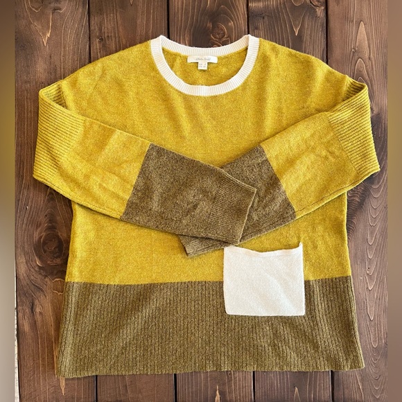 WHITE STUFF UK-HYGGE JUMPER crewneck sweater in olive green/mustard yellow - Picture 2 of 8